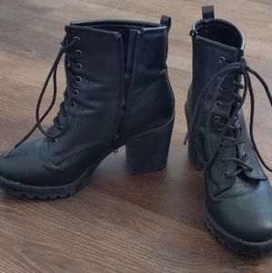 Women's Black Lace-Up Ankle Boots